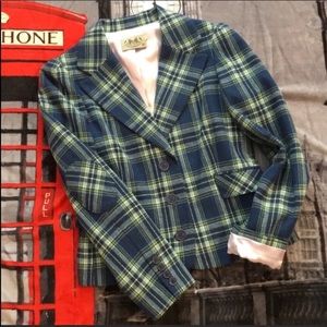 Juicy Couture Blue/Green Plaid Blazer